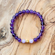 Load image into Gallery viewer, Deep Purple and Lavender Amethyst Bracelet Set