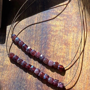 Pomegranate Garnet Bar Necklace