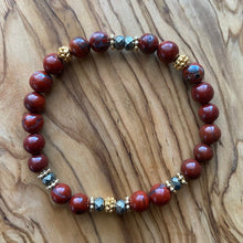 Load image into Gallery viewer, Petite Red Jasper and Pyrite Bracelet