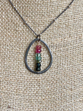 Load image into Gallery viewer, Close-up of Multi-Color Tourmaline and Oxidized Silver Necklace