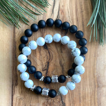 Load image into Gallery viewer, Black Onyx and White Howlite Bracelet Set