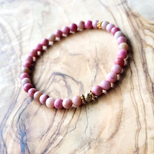 Load image into Gallery viewer, Mini Rhodonite and Gold Bracelet