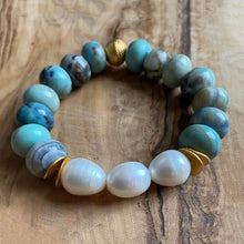 Load image into Gallery viewer, The Solange: Fire Agate and Freshwater Baroque Pearls Bracelet