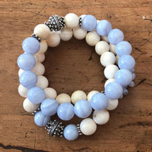 Load image into Gallery viewer, Blue Lace Agate with Tridacna Bracelet Set ~ Over 30% OFF