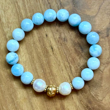 Load image into Gallery viewer, Aquamarine and Fresh Water Pearls Bracelet