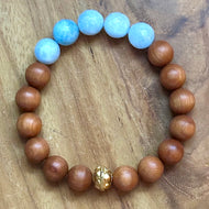Aquamarine and Dark Sandalwood Bracelet