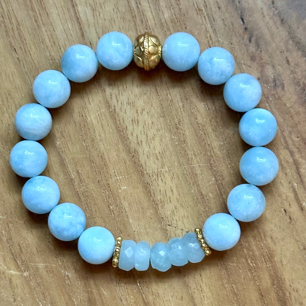 Aquamarine/Moonstone Beaded Bracelet – Pretty Shiny Beads