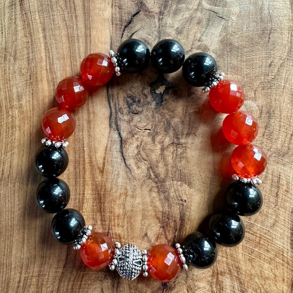 Carnelian and Black Tourmaline Bracelet