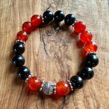 Load image into Gallery viewer, Carnelian and Black Tourmaline Bracelet