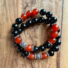 Load image into Gallery viewer, Carnelian and Black Tourmaline Bracelet