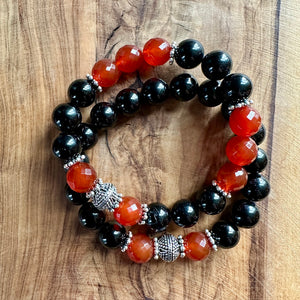 Carnelian and Black Tourmaline Bracelet