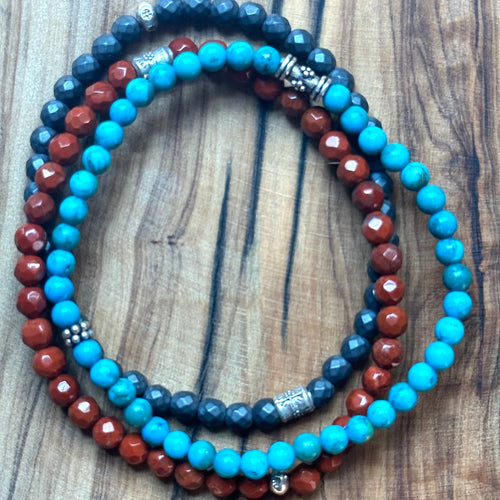 Turquoise & Red Jasper Mini Bracelet Set ~ Limited Edition Special Price