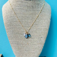 Trio Necklace: Moonstone, Rose Quartz, and London Blue Topaz