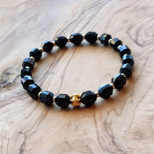 Load image into Gallery viewer, Petite Faceted Black Onyx Bracelet