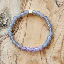 Load image into Gallery viewer, Petite Gray Chalcedony and Lavender Amethyst Bracelet