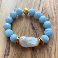 The Liza: Aquamarine and Baroque Pearl Bracelet ~ Limited Edition!