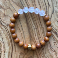 Rose Quartz and Dark Sandalwood Bracelet