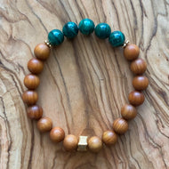 Malachite and Dark Sandalwood Bracelet