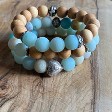 Load image into Gallery viewer, Matte Amazonite and Karen Hill Silver Heart Bead Bracelet