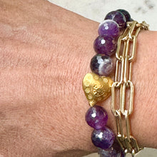 Load image into Gallery viewer, Gold Heart And Chevron Amethyst Bracelet~ Limited Edition Valentine Season