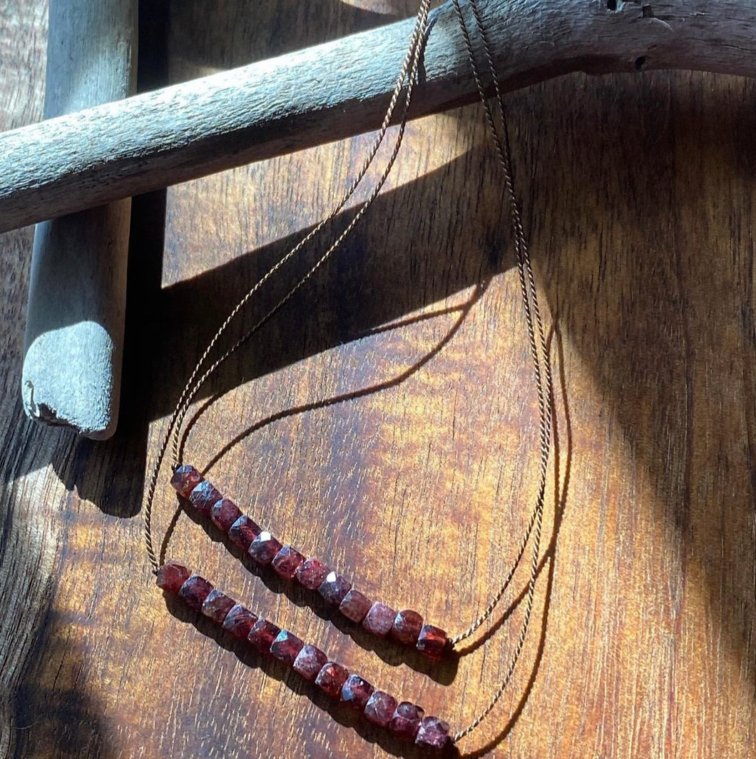Simple Pomegranate Garnet Bar Necklace