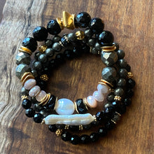 Load image into Gallery viewer, Onyx, Pearl &amp; Moonstone Bracelet Set