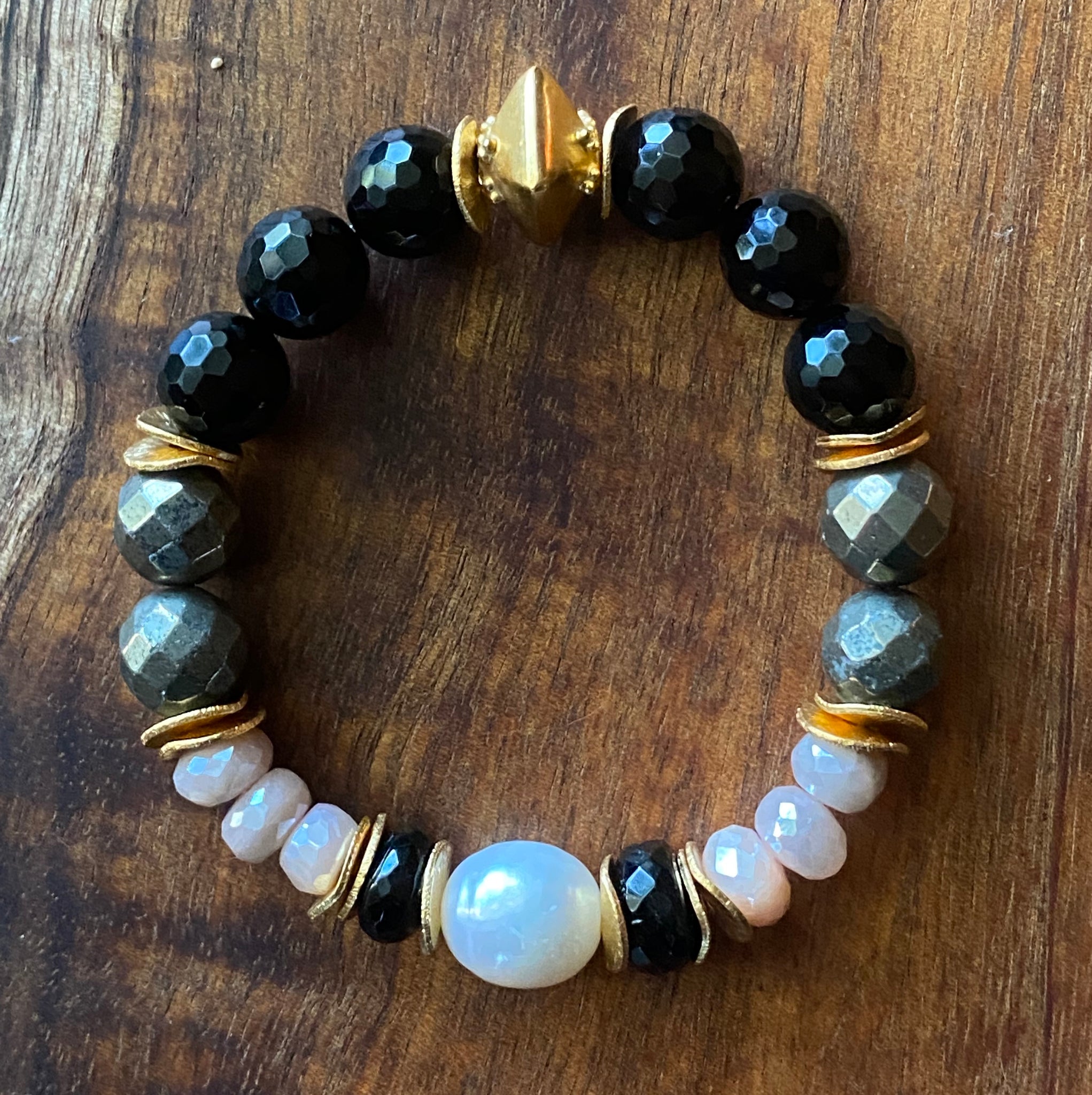 Onyx, Pearl & Moonstone Bracelet Set – LaSirene Designs