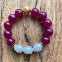 Load image into Gallery viewer, The Ella: Cherry Jade and Fresh Water Baroque Pearls Bracelet