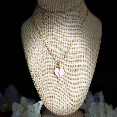 Pink Enamel Heart Necklace
