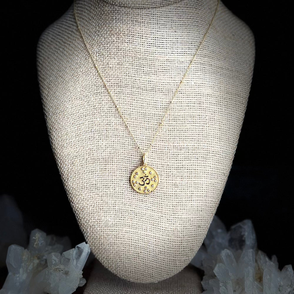 Gold and Diamond Ohm Pendant Necklace