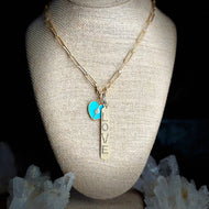 Love and Heart Diamond Pave Paperclip Necklace
