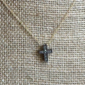 Petite Diamond Pave Cross Necklace ~ New Color!