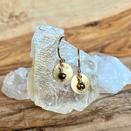 Gold Disc and Gemstone Earrings