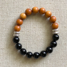 Load image into Gallery viewer, Sandalwood and Black Tourmaline bracelet.  Deeply grounding and healing.