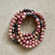 The Lindsay: Rhodonite and Hematite Wrap Bracelet