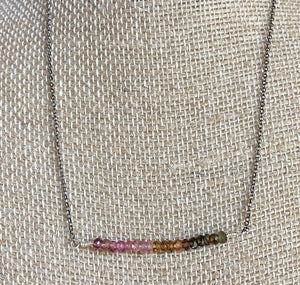 Multi-Colored Tourmaline Bar Necklace ~ On Sale!
