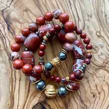 Load image into Gallery viewer, Petite Red Jasper and Pyrite Lunar New Year Bracelet
