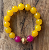The Etta: Yellow Jade and Hot Pink Chalcedony Bracelet