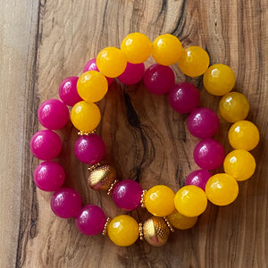 The Rosie: Pink Chalcedony and Yellow Jade Bracelet