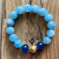 The Delphine: Aquamarine and Teal Jade Bracelet