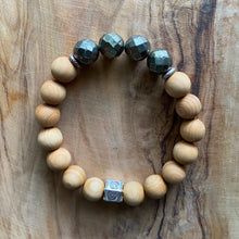 Load image into Gallery viewer, Pyrite and Sandalwood Bracelet
