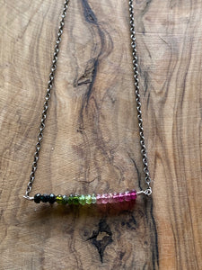 Multi-Colored Tourmaline Bar Necklace ~ On Sale!