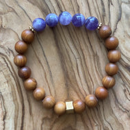 Amethyst and Dark Sandalwood bracelet