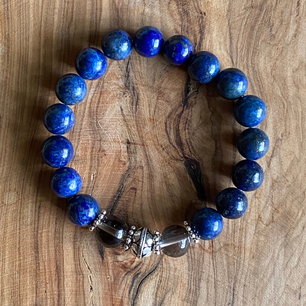 Lapis Lazuli and Smoky Quartz Bracelet