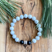 Load image into Gallery viewer, Howlite and Matte Black Onyx Bracelet