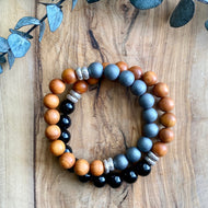 Sandalwood, Black Tourmaline, and Hematite Bracelet Stack