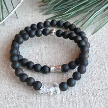 Load image into Gallery viewer, Petite Ebony and Herkimer Bracelet Set