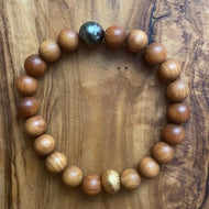 Black Tahitian Pearl and Dark Sandalwood Bracelet