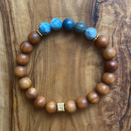 Apatite and Dark Sandalwood Bracelet