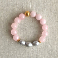 Load image into Gallery viewer, The Margaux: Rose Quartz and Freshwater Peacock Pearls Bracelet